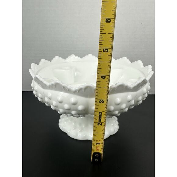 Vintage White Milk Glass Hobnail Pedestal Tapered 6 Candle Holder 7” - Picture 5 of 7